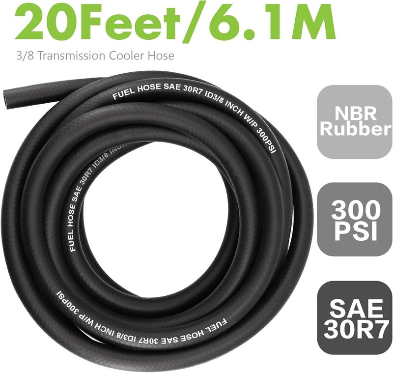Jeemiter 3/8" ID x 20FT Fuel Line Hose SAE 30R7 Universal Replacement - with 10 Clamps for Gas, Oil, Diesel, Coolant Lines in Automotive, Marine & Outdoor Power Equipment - Image 2